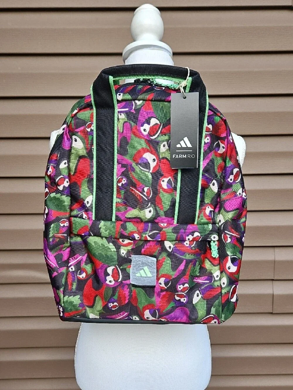FARM Rio And ADIDAS Multicolor Parrot-Print Backpack with Green Trim